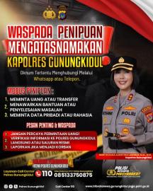 Waspada Penipuan Mengatasnamakan Kapolres Gunungkidul